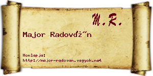 Major Radován névjegykártya